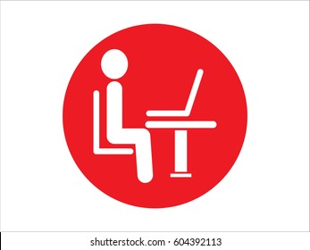 the man behind the laptop, icon, vector illustration eps10