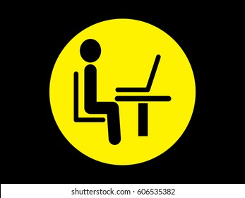 the man behind the laptop, icon, vector illustration eps10