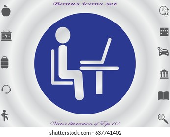the man behind the laptop, icon, vector illustration eps10