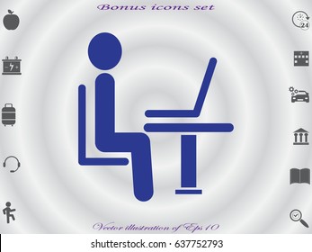 the man behind the laptop, icon, vector illustration eps10