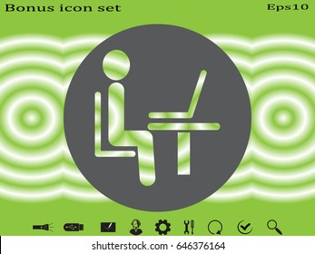 the man behind the laptop, icon, vector illustration eps10