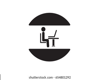 the man behind the laptop, icon, vector illustration eps10