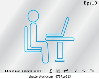 the man behind the laptop, icon, vector illustration eps10
