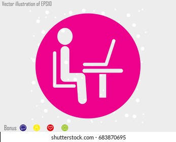 the man behind the laptop, icon, vector illustration eps10