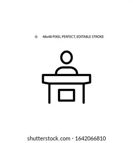 Man behind the podium simple line icon vector illustration.Editable stroke. 48x48 Pixel Perfect.
