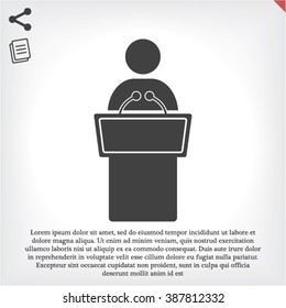 man behind the podium vector icon 