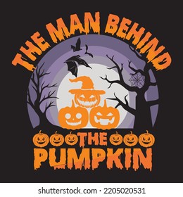 the man behind the pumpkin retro t-shirt design 