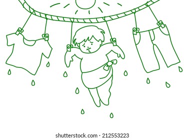 man being hung dried outside