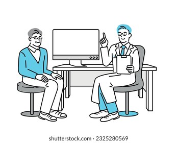 A man is being seen by a doctor in a hospital.