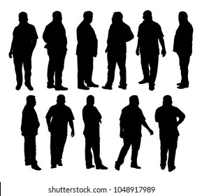 The Man With Belly Silhouette Vector Set