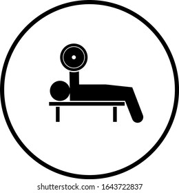 man bench pressing in gym symbol