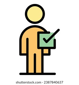 Man benchmark icon outline vector. Financial compare. Unit time color flat