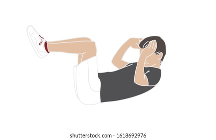 A man bending his legs and doing abs