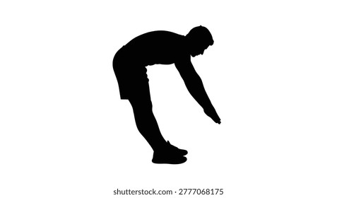 Man bending over stretching exercise silhouette high quality professional detailed