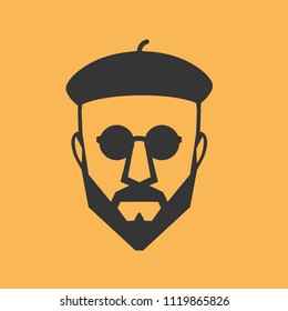 Man beret glasses