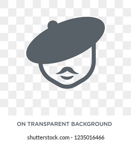 Man with beret icon. Trendy flat vector Man with beret icon on transparent background from People collection. 