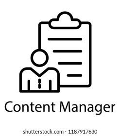A man besides a document showing content manager concept