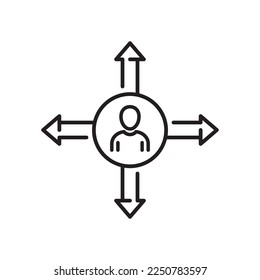 man best decision icon, making right choice, business direction crossroad, person in confuse, thin line symbol on white background - editable stroke vector illustration