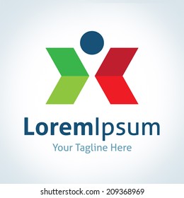 Man between progress and failure starting fresh business vector icon logo