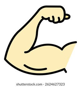 Man biceps icon. Outline man biceps vector icon color flat isolated