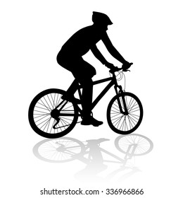 man with bicycle silhouette