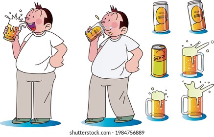 A man with a big belly drinking beer