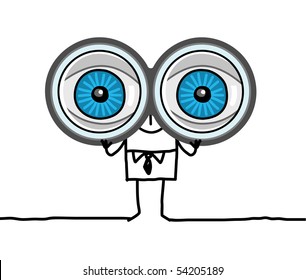 Man With Big Eyes & Binoculars