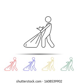 man with big garbage multi color style icon. Simple thin line, outline vector of vmle bag and luggage icons for ui and ux, website or mobile application