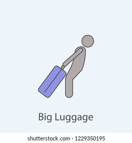 man with big luggage 2 colored line icon. Simple colored element illustration. Outline symbol design from man with bag set