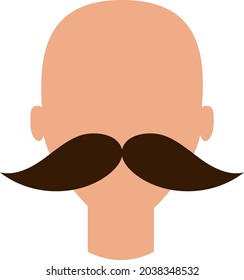 Homem com bigodes grandes, ilustração, vetor, em um fundo branco.
