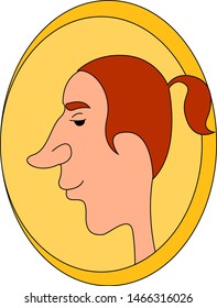Man with big nose, illustration, vector on white background.