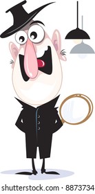 A man with big nose standing under a light  	