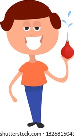 Man with big smile, illustration, vector on white background