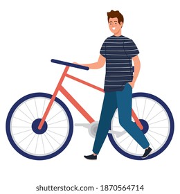 man with bike design, Vehicle bicycle cycle and lifestyle theme Vector illustration