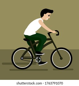 Man in a bike. Bike trips - Vector illustration