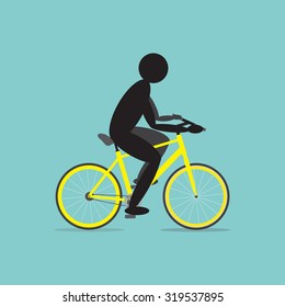 man bike yellow bicycle vector