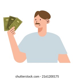 hombre con billete de dólares