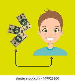 man with bills isolated icon design, vector illustration  graphic 