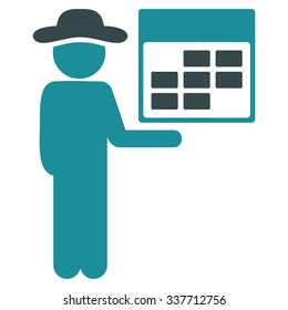 Man Binder vector icon. Style is bicolor flat symbol, soft blue colors, rounded angles, white background.