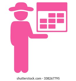 Man Binder vector icon. Style is flat symbol, pink color, rounded angles, white background.