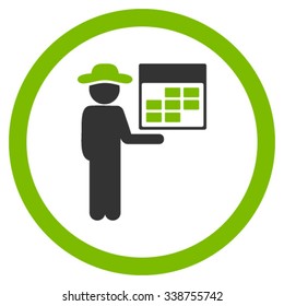 Man Binder vector icon. Style is bicolor flat rounded symbol, eco green and gray colors, rounded angles, white background.