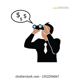 man with binoculars and dollars icon.vector illustration.