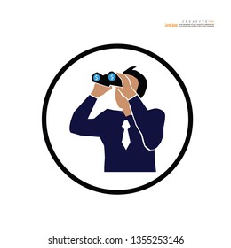 man with binoculars and dollars icon.vector illustration.