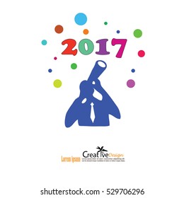 man with binoculars and graph 2017 trends.2017 trends.business concept.vector illustration.