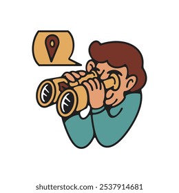 Homem Com Ilustração De Vetor Binóculos