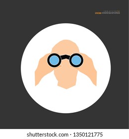  man with binoculars.vector illustration.