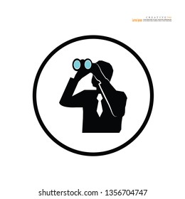  man with binoculars.vector illustration.