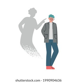 Man with Bipolar Disorder, Split Personality, Male Person Suffering from Psychological Disease Cartoon Vector Illustration