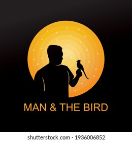 Man and The Bird Logo Template Design Premium Vector