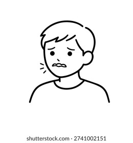 man bites his lip line icon vector on a white background
Vector line icon